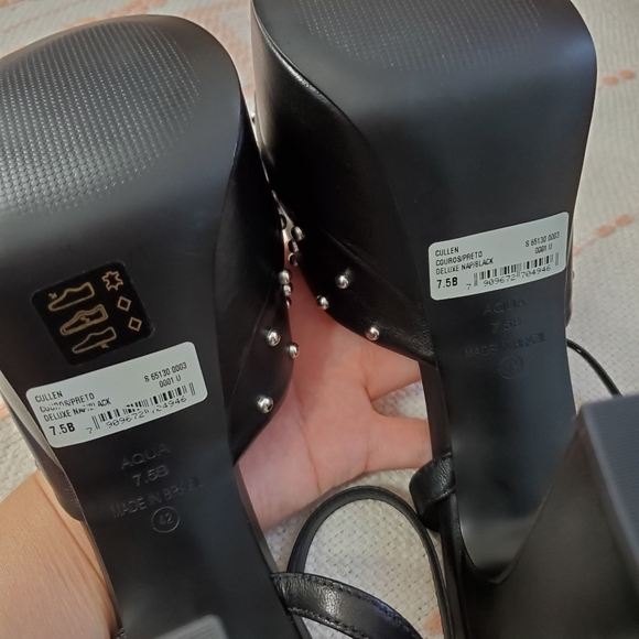 BNIB AQUA Cullen Platform Ankle Strap Studded Sandals - 7.5 - Picture 9 of 12